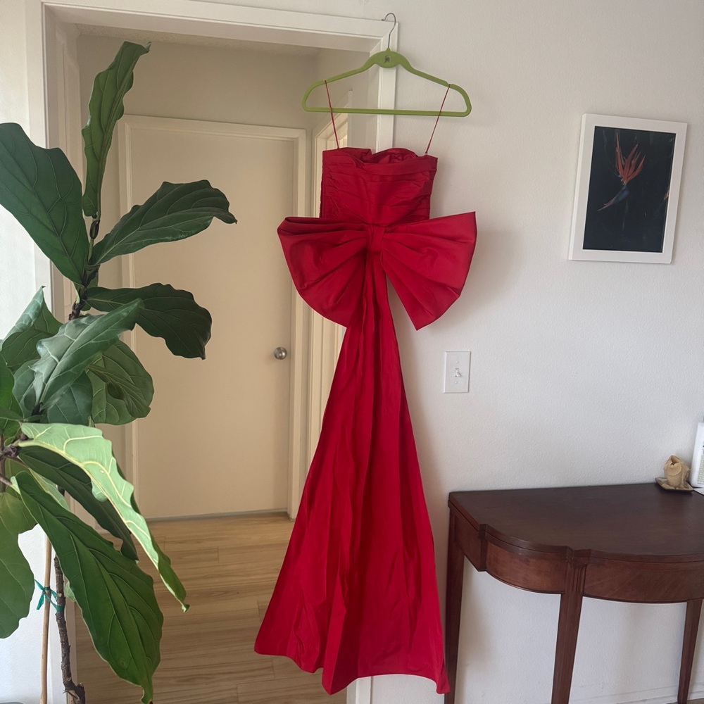 Ralph Lauren The Purple Label Arding Strapless Red Bow Top